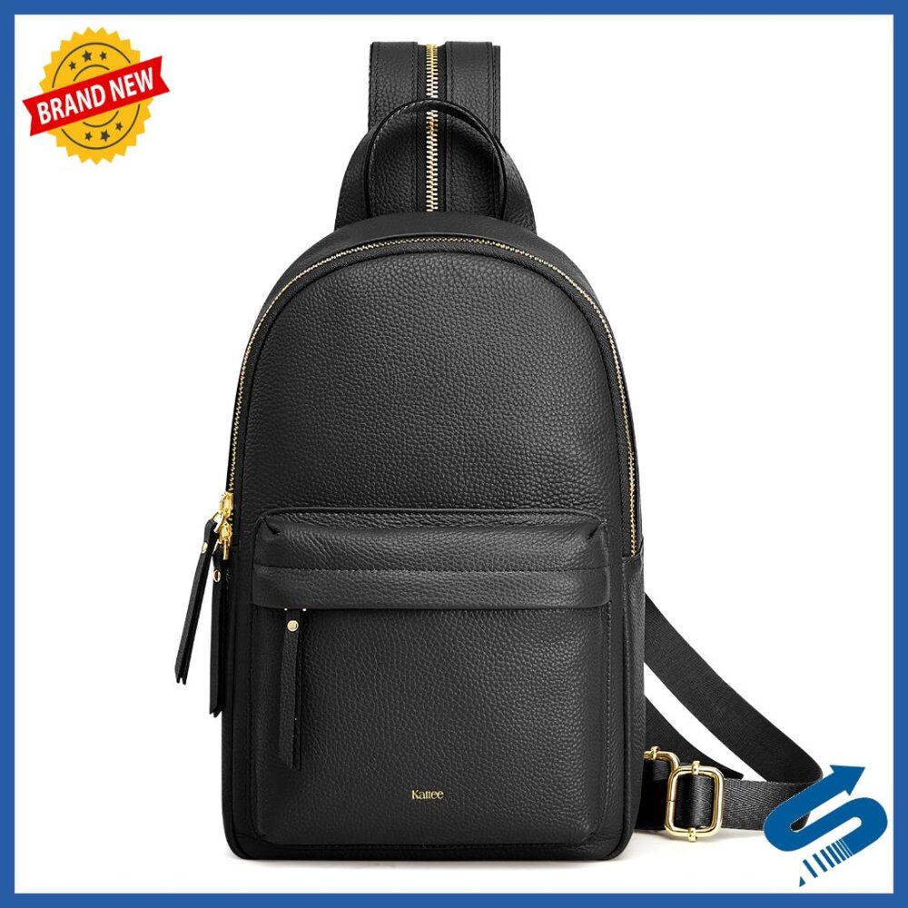 Leather Crossbody Sling Bag Rfid Blocking Travel Backpack Purse Multi-Pocket